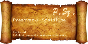 Presovszky Szalóme névjegykártya